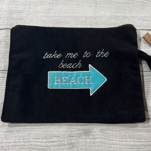 Beach-Themed Black and Turquoise Swimsuit Bag